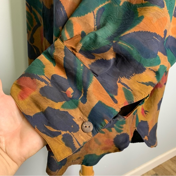 Earthen Stunning Wearable Art 100% Mud Silk Multicolor Pullover Tunic Top Size L - Picture 8 of 16